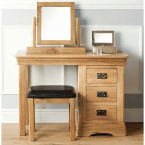 French Oak : Bàn Trang Điểm + Ghế Đôn + Gương 45 x 55cm